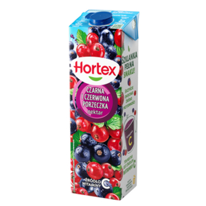 Hortex Nektar czarna i czerwona porzeczka karton 1L X6